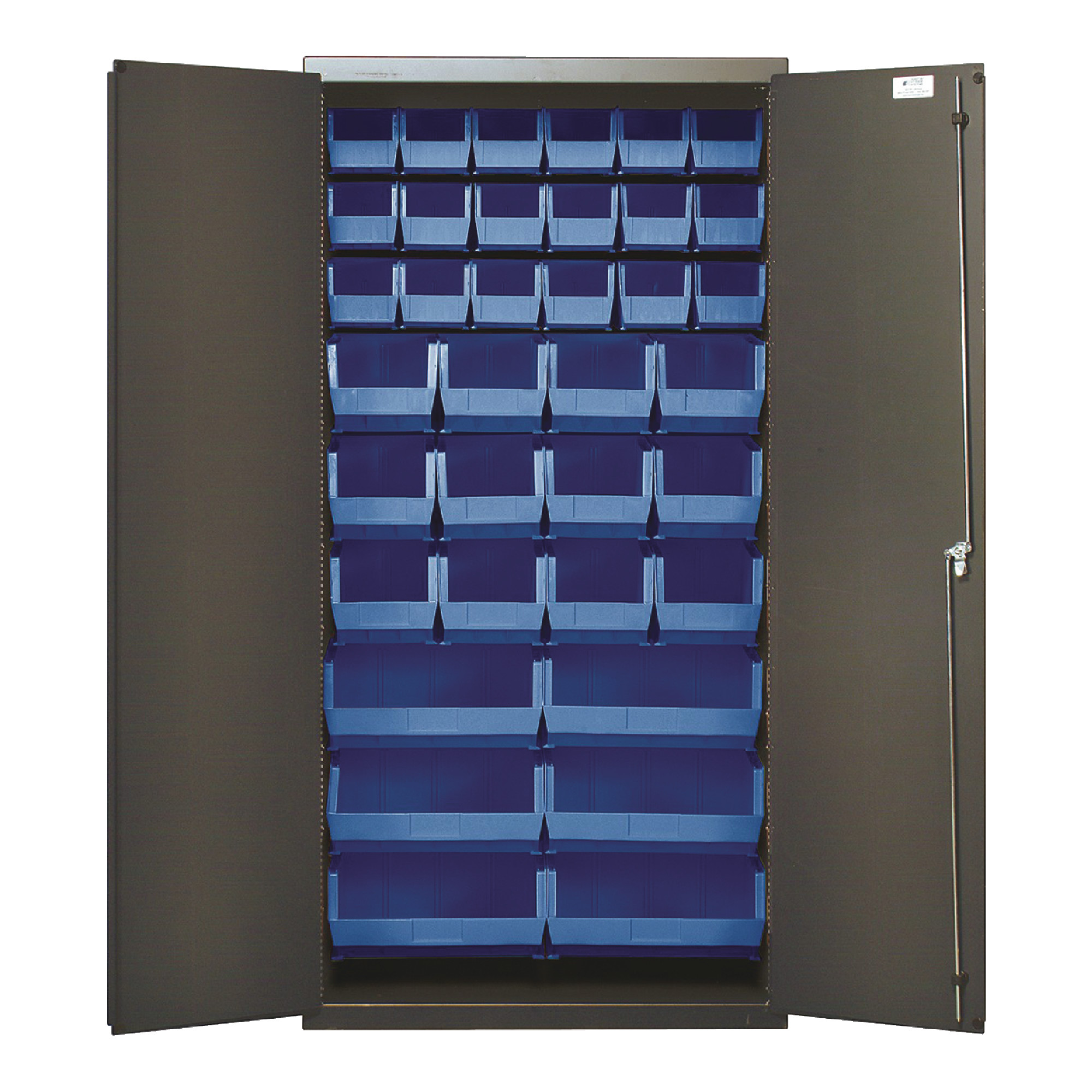 QUANTUM STORAGE SYSTEMS 36" Wide All Welded Floor Cabinet With 36 Clear Bins